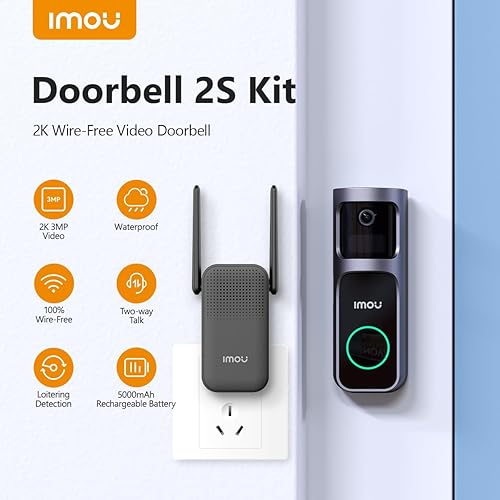 Imou Video Doorbell Set 30°Pan Lens Doorbell Camera Wireless Human Detection Two-way Talk Doorbell Motion Sensor con suoneria Impermeabile, durata della batteria 120 giorni - Honorern