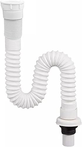 Sifone Lavabo Bagno,Tubo di Scarico Flessibile,Scarico Lavandino Bagno,Tubo Scarico Lavandino,Tubo di Scarico a Sifonato Plastica,Scarico da Cucina Lavello Universale,Allungabile da 320-780 mm - Honorern