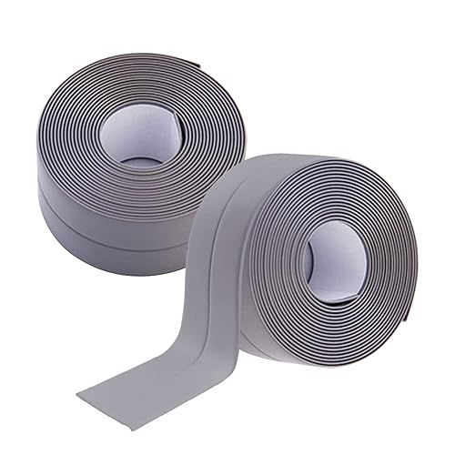 Zhongtou 2 Pezzi Nastro Sigillante Impermeabile Autoadesiva Nastro Profili in PVC Antimuffa Nastro Adesivi Nastro Sigillante per Bagno Cucina Mobili Angolo Parete Grigio - Honorern