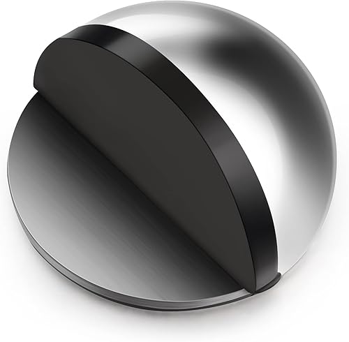 Hotop Fermaporta da Pavimento Autoadesivo Fermaporta Ovale in Acciaio Inox Protezione da Parete Montata a Pavimento Ferma Porta a Mezzaluna Semicircolare Lucido con Colle (Grigio,4 pz) - Honorern