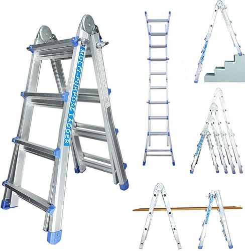 Professionale 4/7 – Scala telescopica Scala multiuso – Scala pieghevole Bock scaletta in alluminio pittore scala in alluminio 14 pioli - Honorern