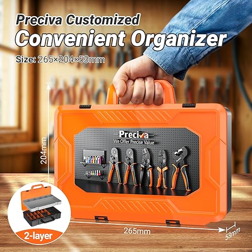 Kit de Faston Elettrici, 22 Tipi Capicorda Elettrici con Pinza Crimpatrice a Cricchetto Autoregolante 0.5-2.5mm² (AWG22-10), Kit Capicorda in Ottone e Puntalini Isolati - Honorern