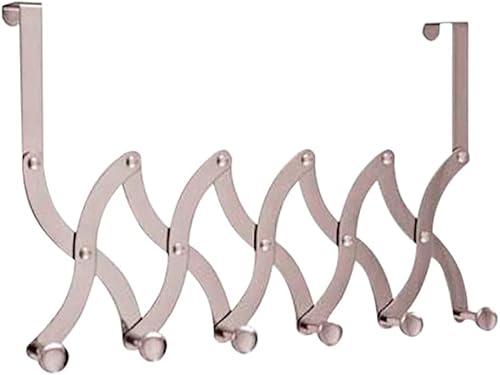 Bulk Hardware BH05970, binario appendiabiti a fisarmonica da appendere alla porta, dotato di 6 ganci in cromo lucido - Honorern