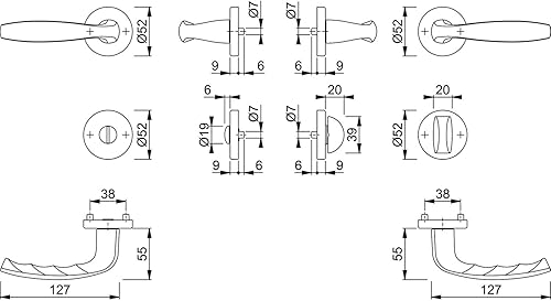 Maniglia Hoppe New York con rosette WC, in alluminio anodizzato argento, 3369891 - Honorern