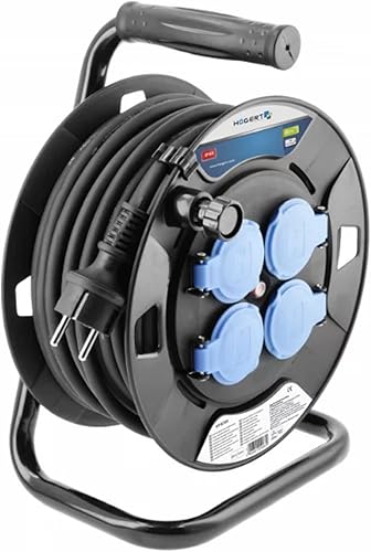 Högert Technik Avvolgicavo Elettrico Prolunga con isolamento in gomma, 20 m HT1E720 - Honorern