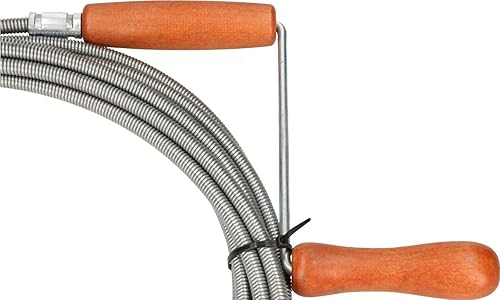 KOTARBAU albero per la pulizia dei tubi Ø 9 mm filo di acciaio zincato tutte le dimensioni canale flessibile spirale manico in legno morsetto testa manovella per tutti i deflusso, Argento - Honorern