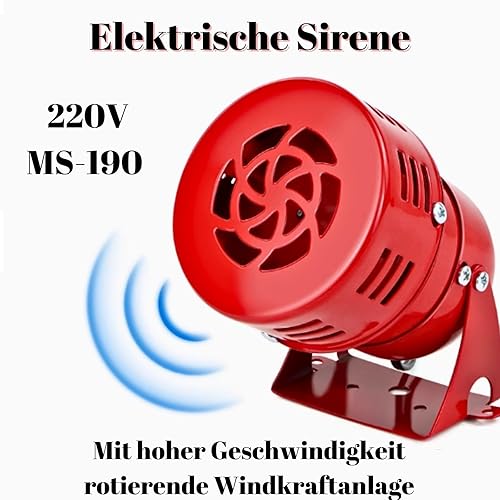 220V 120Db Mini Metallo Rosso, Sirene 230V Sirena Alarma 220V Allarme Motore Suono Industriale Protezione Elettrica Contro il Furto Ms-190 - Honorern