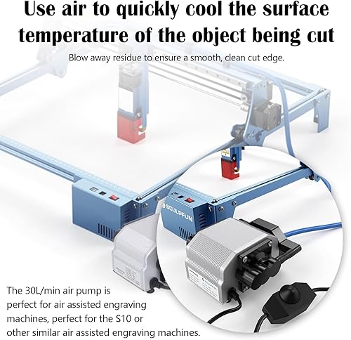 Air Assist, Pompa Laser Air Assist per Incisore Laser 30L/min Set Pompa Aria Laser Flusso Aria Regolabile Accessori Laser per Taglio Laser Incisione Laser Basso Rumore 16W 220V - Honorern