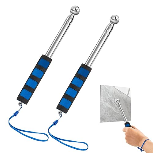 Martello a Tamburo Cavo Martello di Rilevamento Telescopica Regolabile Strumento di Ispezione della Casa per Piastrelle Pavimenti Soffitti Pareti Controllo 115 cm 2 Pezzi (Blu) - Honorern