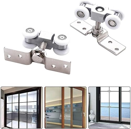 1 Paio di binari per Porta scorrevoli, in Acciaio, con puleggia in Nylon, Scorrevole e Silenzioso - Honorern