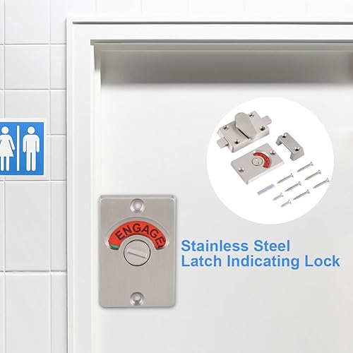 Indicatore di privacy bullone, acciaio inox Bullone serratura indicatore di chiusura bullone vacante/Engaged bagno WC pubblico toilette privacy partizione serratura porta di bloccaggio - Honorern