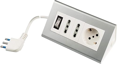 PP2590S Ciabatta Multipresa da Scrivania - Multipresa Elettrica 2 Prese Bivalenti e Presa Schuko - Ciabatta Elettrica Cavo 2 m e Interruttore - Honorern