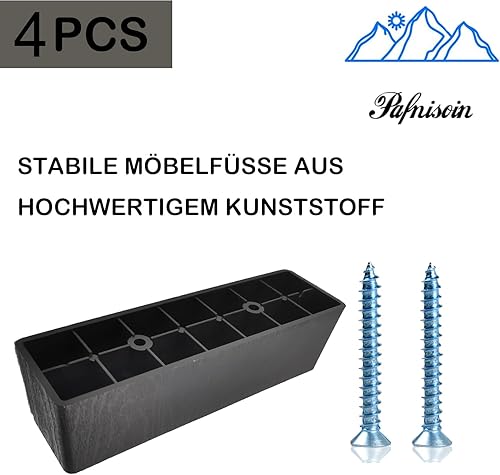 Piedini per mobili Nero Confezione da 8 Gambe per mobili Rotondi Diametro Ø 33 x H 13 mm Piedini per mobili Piedini in plastica per mobili Piedini per divani con 8 viti - Honorern