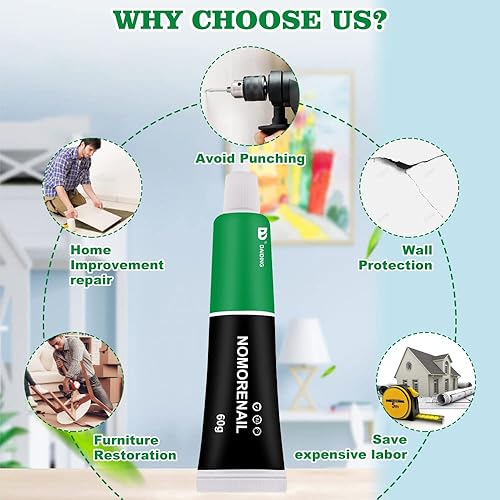 Nail-Free Glue,Nail-Free Glue Adhesive Sealant,Colla Bianca Resistente Multi-Purpose,Universal Super Glue,Super Glue for Resin Ceramic Metal Glass (60g) - Honorern