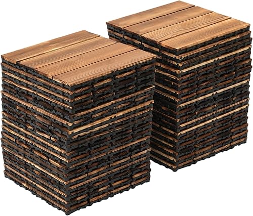 36 pezzi di piastrelle in legno, legno duro interlocking Deck piastrelle, 12 'x 12', resistente alla pioggia e al calore, adatto per terrazze, balconi, ponte - Honorern