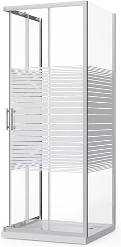 Box Doccia Angolare 80x80 2 Lati (Altezza 190) Cabina Doccia Completa in Vetro Temperato 6mm Reversibile, Box Doccia Completo con Porta Scorrevole, Tutti i Componenti Necessari sono Inclusi - Honorern