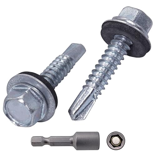 SKIR'CO (70 pezzi) Viti zincate per tetti, 6,3 x 32 mm Viti autoperforanti con rondelle EPDM, testa esagonale - Honorern