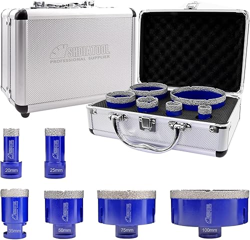 SHDIATOOL Punte diamantate per carotaggio 20/25/35/50mm e punte da dito da 20 mm e disco diamantato da 115 mm Brasato sottovuoto per gres porcellanato Granito Marmo - Honorern