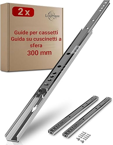 Guide a Sfera per Cassetti, Set da 2 Pezzi (1Paio), Binari Cassetti Scorrevoli 400 mm 27 mm | Guide a Estrazione, per Cassetti Estraibili, Semplici da Montare e di Alta Qualità - Honorern
