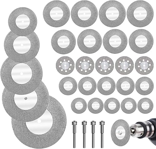 32 mini disco diamantato con 4 mandrini a disco da taglio mini dischi da taglio per vetro/pietra preziosa/legno/metallo/ceramica-16/20/22/25/30/40/50/60 mm - Honorern