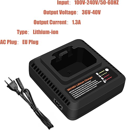 Topbatt LCS36 / LCS40 Caricabatterie compatibile con la batteria di ricambio 36V-40V 2,5Ah per Black and Decker 36V Batteria per Black and Decker 40V Batteria LBXR36 LBXR2036 BL20362-XJ BL2536-XJ - Honorern