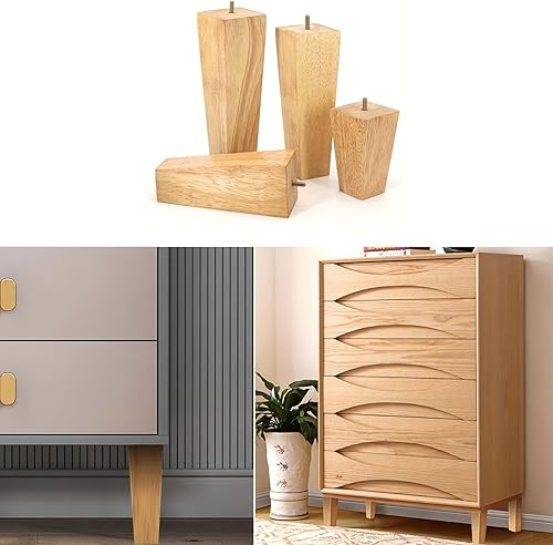 Piedini per Mobili in Legno 4 Pezzi 15 cm Gambe in Legno per Mobili Gambe Poltrona per Comò Piedini di Ricambio per Divano Metà Secolo per Divano, Letto, Poltrona, Armadio - Honorern