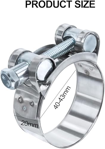 2 Pezzi Fascette Stringitubo in Acciaio Inox,Fascette Metalliche Stringitubo,Fascette Stringitubo Regolabile,Fascetta per Bullone in Acciaio Inox,Campo di Serraggio 40-43mm,per Cavi,Rubinetto - Honorern