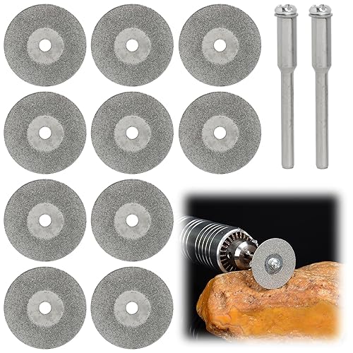 Mini Dischi Diamantati, 10 Pcs 22 MM Disco Diamantato da Taglio per Vetro con 2 Pcs core Albero, Lame per Seghe Circolari, Diamond Cutting Wheel per Legno, Alluminio, Plastica, Metall - Honorern