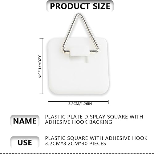 30 PCS Ganci Per Quadri Adesiv - Ganci per Piatti da Parete Multifunzione - Verticali Invisibili per Cucina, Ufficio, Bagno e Decorazioni - Resistente e Facile da Usare (grande piazza) - Honorern