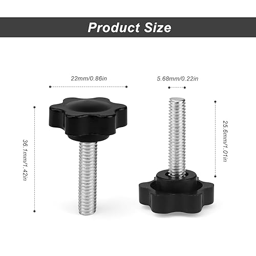 Vite a Testa Zigrinata, JANDH 20 pezzi Vite con Manopola M6, Vite a Stella, Viti di Serraggio con Manopola di Serraggio a Macchina (M6x25mm) - Honorern