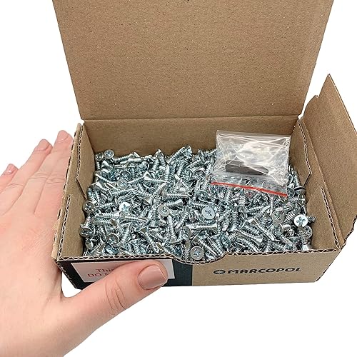 Confezione da 700 viti DIN 7504 P in acciaio zincato da 3,9 x 16 mm, viti autoperforanti per lamiera, a testa svasata a croce (Phillips), autofilettanti (700, 3,9 x 16 mm) - Honorern