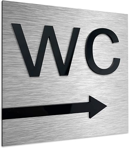 Toilette WC Freccia destra Cartello - Cartelli Uomo & Donna - Direzione Targa Toilette - Pittogramma Cartellonistica Bagno - Unisex Segnaletica Bagni - 120 x 120 mm - Honorern
