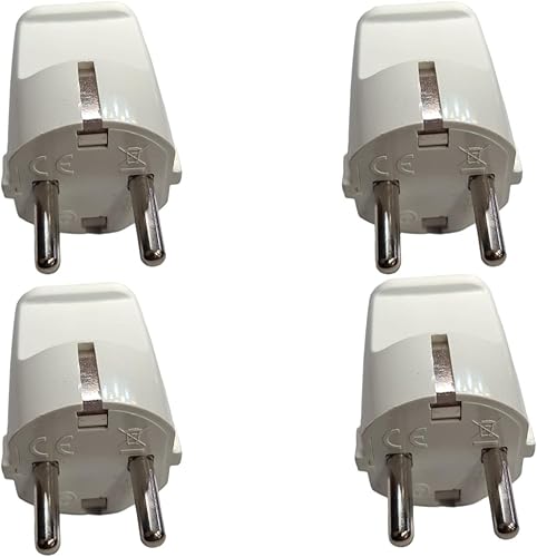4 Pezzi Spina volante Elettrica, Spina 2P+T 250V, shuko (4 Spine Shuko, Bianco) - Honorern