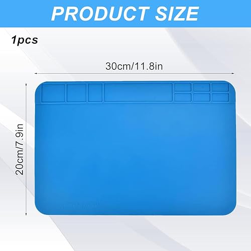 Stuoia di Saldatura,Tappetino da Lavoro in Silicone,Tappetino per Saldatura,Tappetino per Saldature e Riparazioni in Silicone,per Saldatura,Riparazione Elettronica,Blu(30x20cm) - Honorern