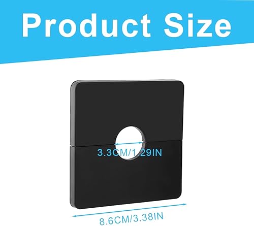 NHQ 2 Pezzi Flangia Divisa da Parete 33mm Coperture Foro da Parete,Quadrate,Autoadesive,Copri Foro Muro,in Plastica ABS,Copertura Decorativa per Tubi,Per Rubinetti,Tubi,Tubi Del Radiatore(Nero) - Honorern