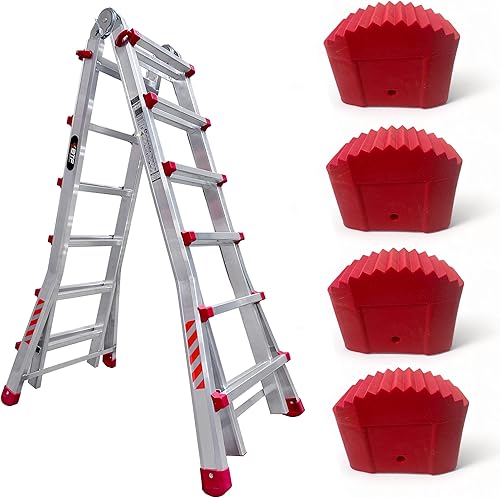 Set di 4 piedini in gomma per scale articolate telescopiche | piedini in gomma per scale articolate telscope BTF, profilo di montante 75 x 30 mm. - Honorern