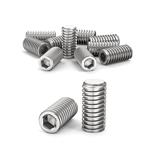 10 viti senza testa, viti filettate M5 x 10 mm, DIN 913/ISO 4026 con esagono incassato (ISK) e tappo conico, vite senza testa in acciaio inox (argento) - Honorern