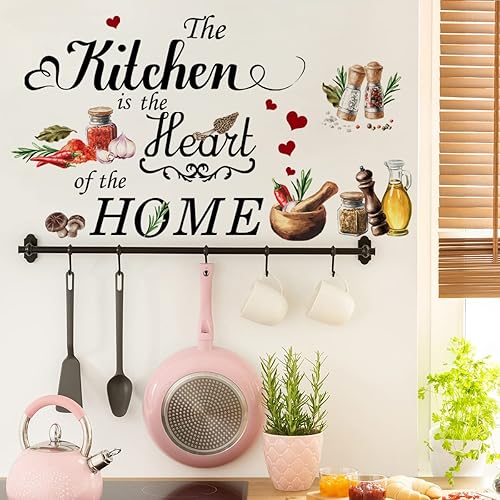 Runtoo Adesivi Murali Cucina Frasi Adesivi da Parete Cucina Scritte Moderna Decorazioni Muro Cucina Sala da Pranzo Ristorante - Honorern