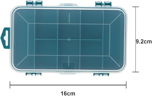 Cassetta portautensili a doppio lato, 13 scomparti trasparente, scatola organizer per piccole parti, custodia portatile per viti, dadi, chiodi (verde) - Honorern