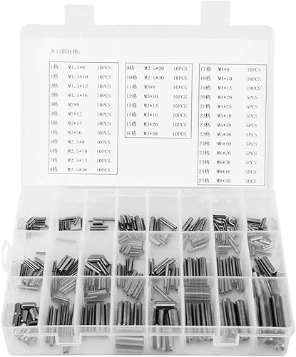280Pz Molla Spine Assortimento Spine Elastiche Primavera Pin Acciaio Inox di Tensione a Molla Pins Assortimento Set M1.5 M2 M2.5 M3 M4 M5 M6 M8 con la Scatola per Il Fissaggio di Part - Honorern