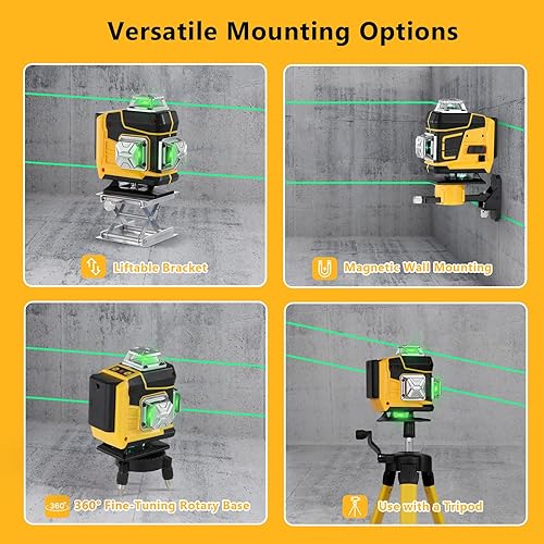 Multifunzionale 4D 16 linee laser livello 3° autolivellante macchina batteria al litio ricaricabile strumento di livellamento con 3 altezze regolabile in lega barra di estensione treppiede - Honorern