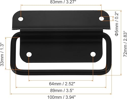 QUARKZMAN Maniglie per Cassa, 2 Pezzi - Maniglia Pieghevole in Acciaio Inossidabile, Maniglie per Cassa di Legno, Cassa Degli Attrezzi, Attrezzatura Industriale, Tagliere, Baule (Nero) - Honorern