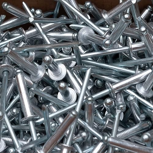 4mm x 16mm Rivetti Ciechi in Lega, Confezione da 50 – Rivetti per Metallo, Rivetto Cieco a Testa Bombata, Corpo in Alluminio e Mandrino in Acciaio, Rivetti a Pressione a Scatto per Metallo - Honorern