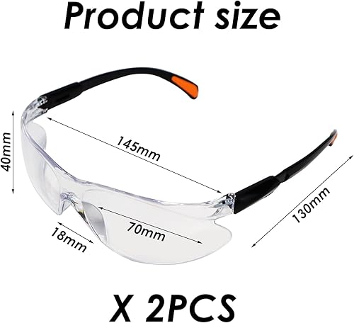 2 occhiali protettivi da lavoro, anti-appannamento, trasparenti da bicicletta, leggeri e antipolvere, per ciclismo, artigianato e laboratorio - Honorern