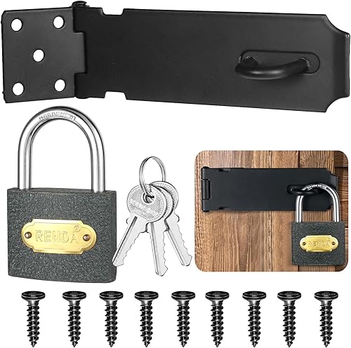 5 Pollici Lucchetto Hasp in Acciaio Inossidabile, Serratura Della Porta Hasp Con Viti, Lucchetto Chiavistello Con Chiusura a Viti per Camera Da Letto, Garage, Armadio(Nero) - Honorern