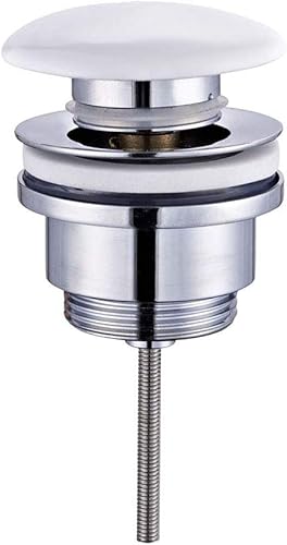171632 Valvola Clic Clac Universale Compatibile con la Maggior Parte dei lavelli in Ottone, Porcellana Bianca - Honorern