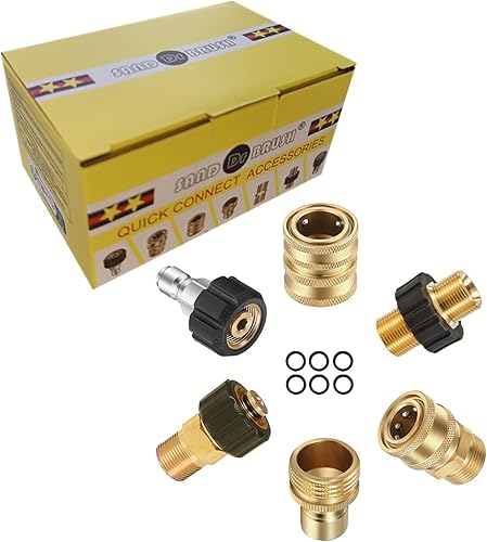 Set di adattatori per idropulitrice ad alta pressione, in acciaio inox, 6 pezzi, connettori Quick Connect per idropulitrice ad alta pressione, attacco rapido per pistola a spruzzo, Quick Coupler 3/8' - Honorern