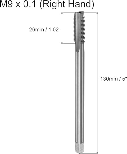 Maschio per Filettatura Metrica M9 x 1 H2 130mm Strumento di Riparazione per Fresatura di Filettature per Flauto Dritto Extra Lungo - Honorern