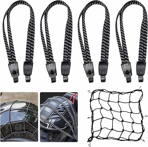 5 Pezzi Corda Elastica,Elastico Portapacchi Bicicletta,Cinghia Elastica Moto,Rete Elastica,Corde Elastiche Con Gancio per Portapacchi,Portabagagli,Moto - Honorern