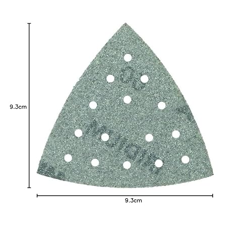 Mirka Iridium Triangolo di levigatura Carta abrasiva Premium 93x93x93mm a strappo a 15 fori, grana 100, 50 pezzi/Per la levigatura di vernice, stucco, fondo, legno, acciaio - Honorern